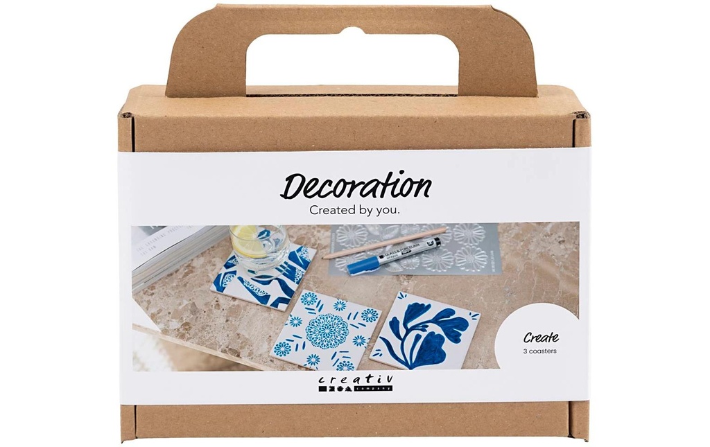 Creativ Company Kits de bricolage Peindre des sous-verres Bleu