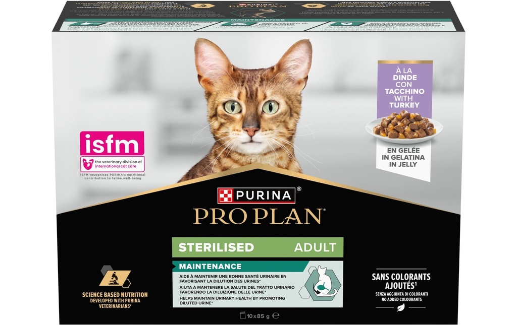 Purina Pro Plan Alimentation humide Adult Gelée Stérilisée Dinde 10 x 85 g