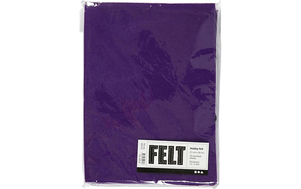 Creativ Company Feutre de bricolage 1.5 - 2 mm, A4, 10 feuilles, Lilas