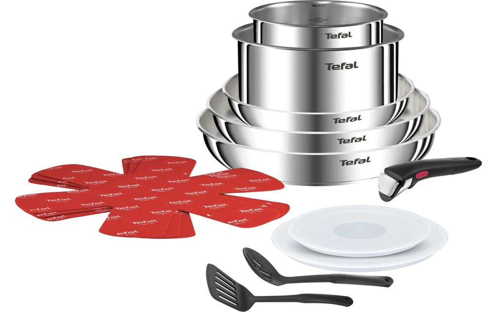 Tefal Set de casseroles Ingenio Emotion 13 pièces, acier inoxydable
