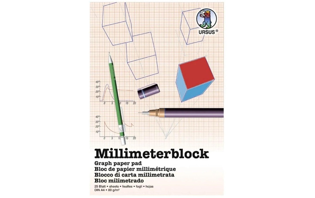 URSUS Papier millimétré 80 g/m², A4, 25 feuilles