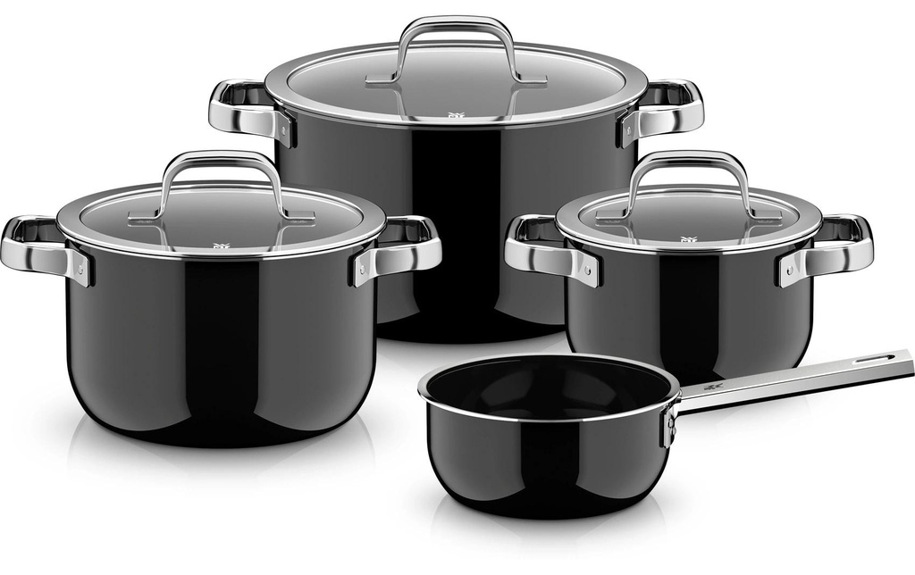 WMF Set de casseroles Fusiontec Mineral Pro, Acier inoxydable, noir