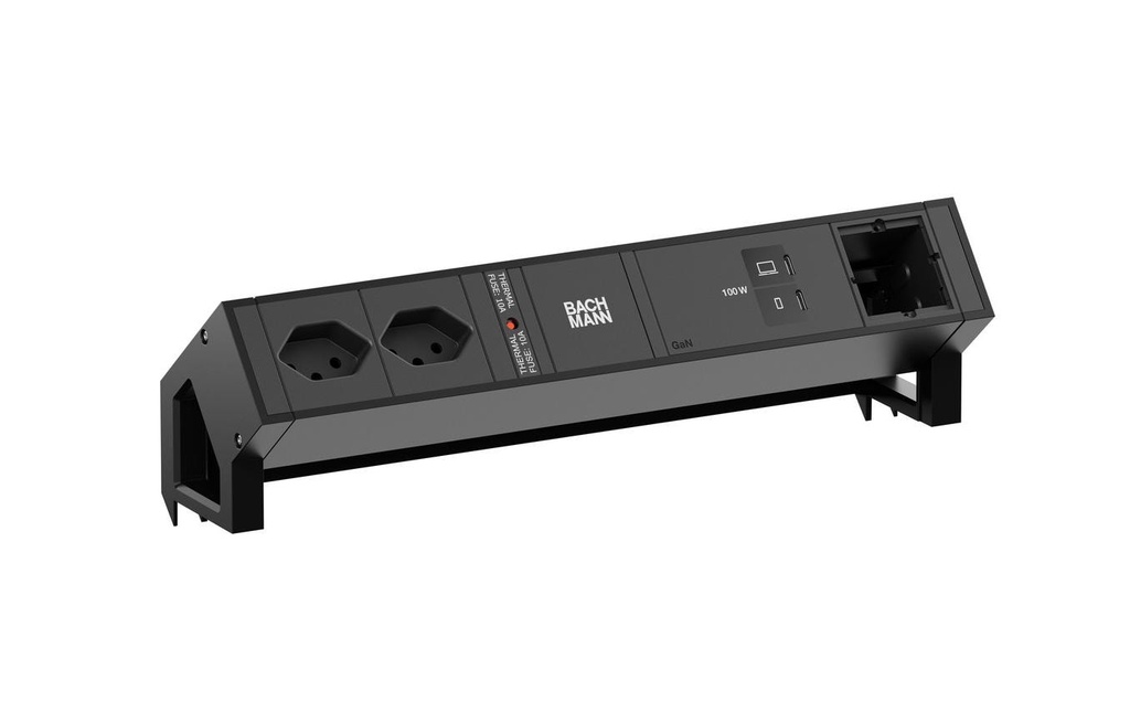 Bachmann Bloc multiprises de table DESK2 2xT13 1xUSB C/C 100W 1xCM 0.2m
