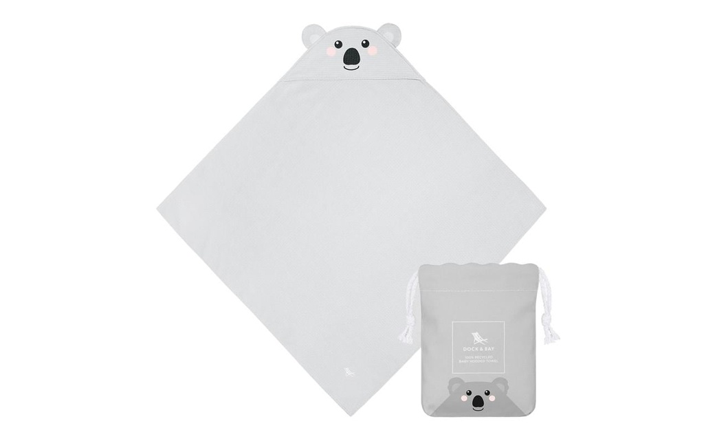 Dock & Bay Serviette à capuche Koala 75 x 75 cm, Gris