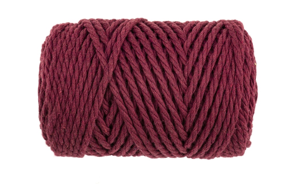 Glorex Laine Macramee Rope torsadé 63 m x 3 mm, 250g, Bordeaux