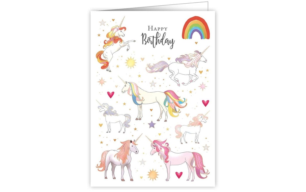 Cart Carte de félicitations Anniversaire licorne 16.5 x 11.5 cm