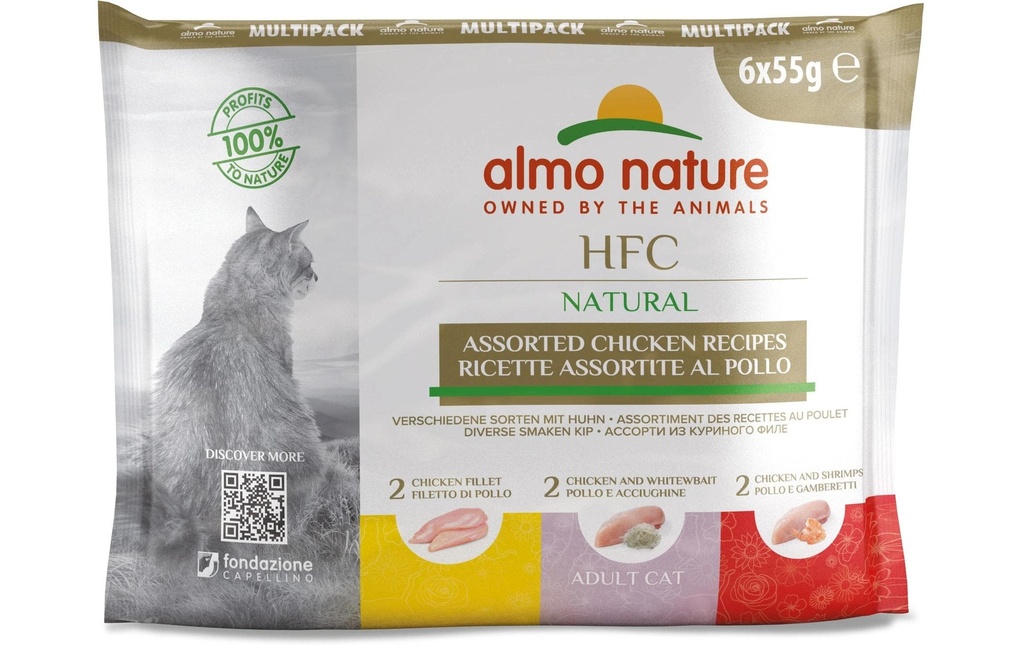 Almo Nature Alimentation humide HFC Natural Multipack au poulet 6 x 55 g