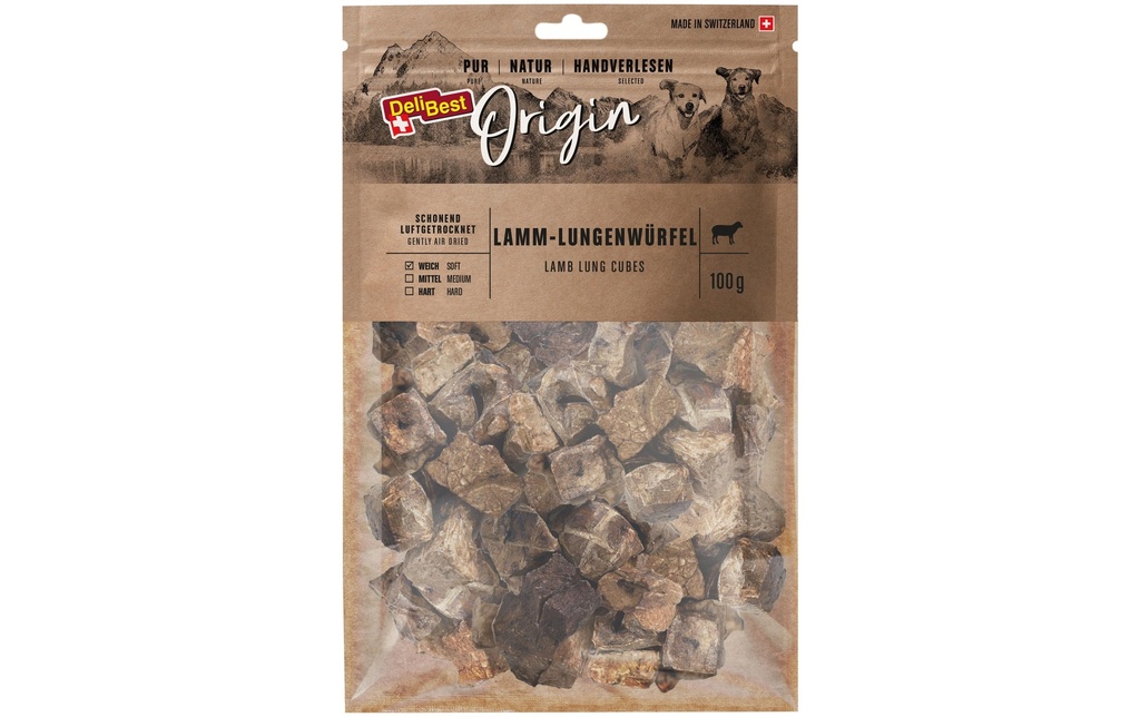 DeliBest Produit à mâcher  Origine Poumons d'agneau en cubes 100 g