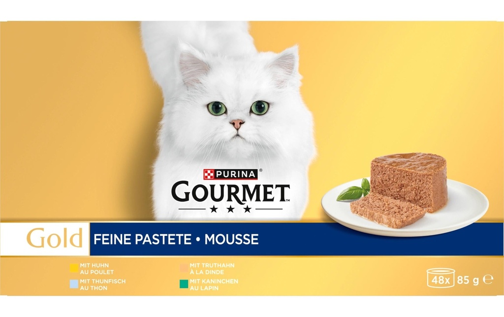 Purina Gourmet Alimentation humide Mousse d'or au poulet 48 x 85 g