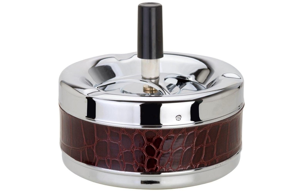 Dameco Cendrier avec un couvercle centrifuge, Brun/Argenté