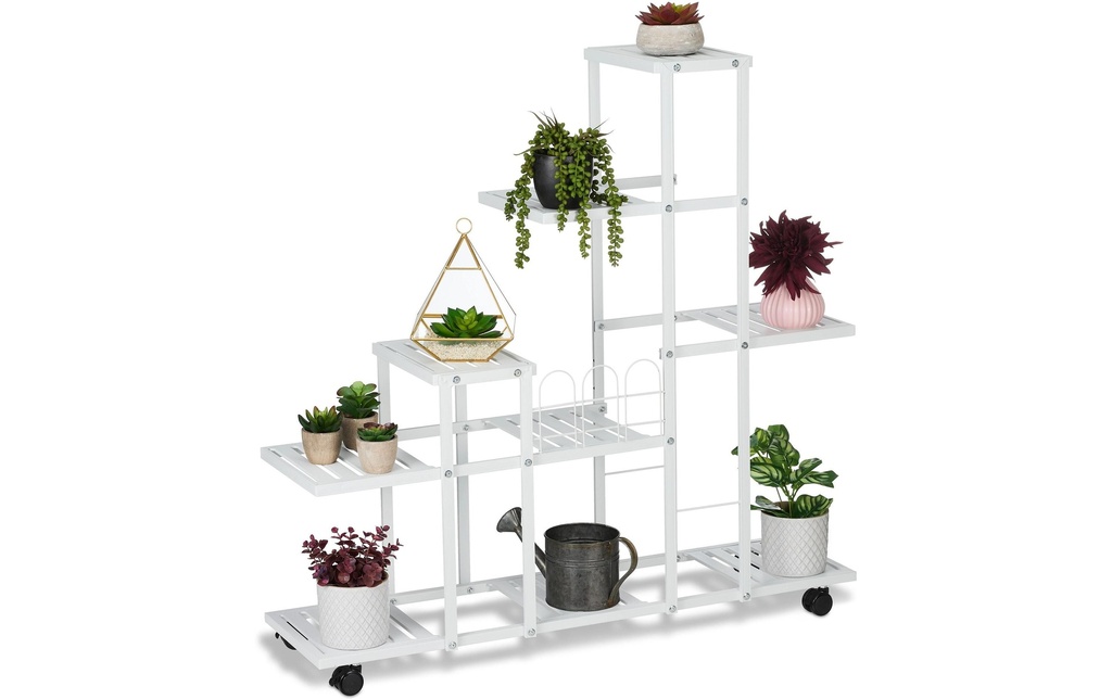 relaxdays Supports pour plantes avec roulettes 91.5 cm, Blanc