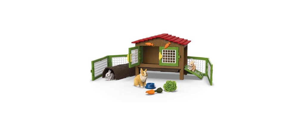 Schleich Ensemble de pions Farm World Clapier à lapins