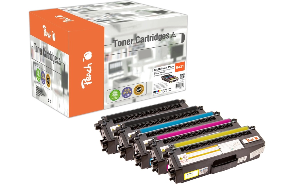Peach Kits de toner Brother TN-421 MultiPack Plus 2x BK, 1x C/M/Y