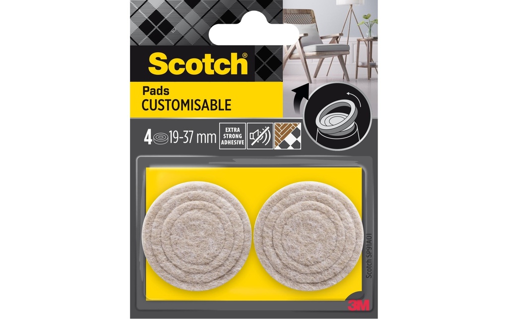 Scotch Patins en feutre Customisable, Ø 19 - 37 mm, Beige