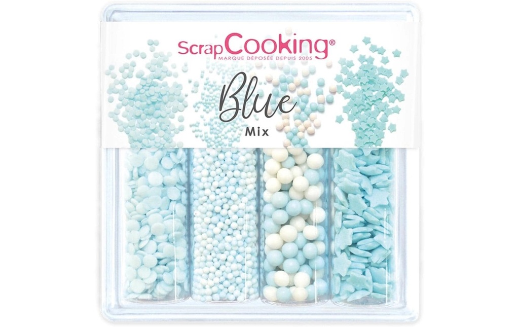 ScrapCooking Mix de vermicelles en sucre bleu 64 g, 4 pièces