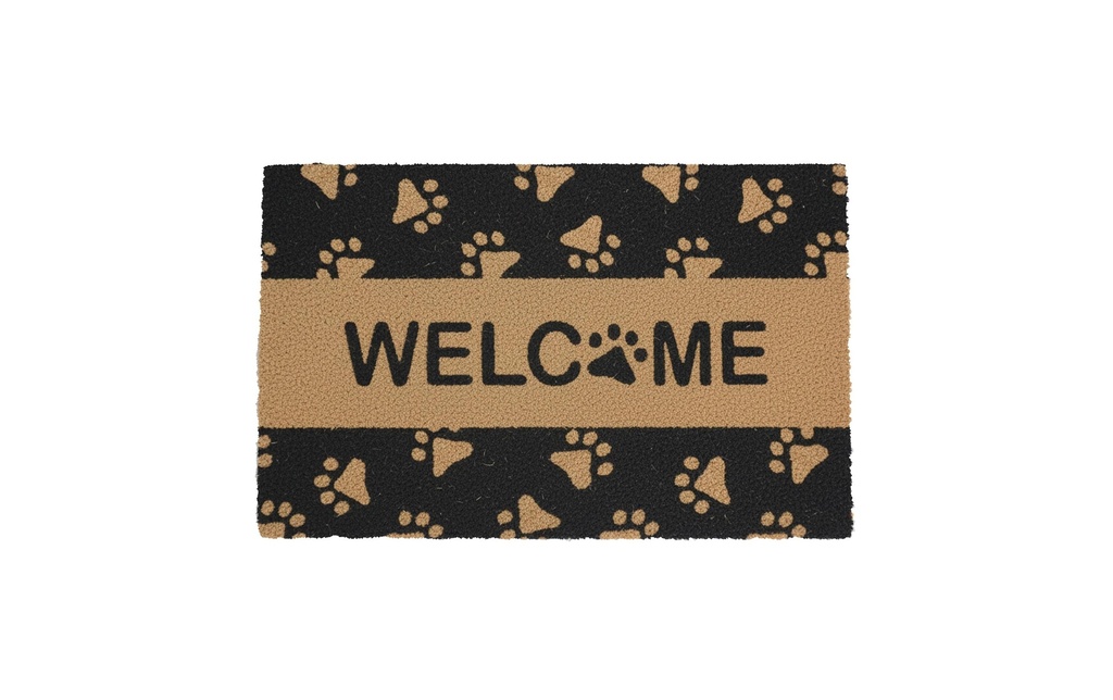 relaxdays Tapis de sol Patte de bienvenue 80 x 50 cm naturel/noir
