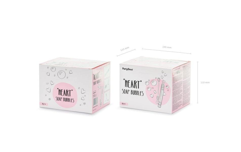 Partydeco Accessoires de fête Bulles de savon Coeur, blanc, 48 pièces