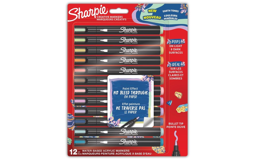 Sharpie Crayon feutre Acryl Earth Tones Lot de 12