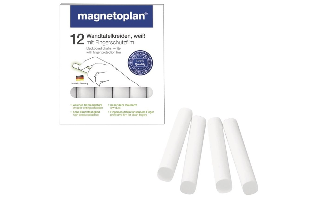 Magnetoplan Craie de tableau noir Blanc, 12 pièces