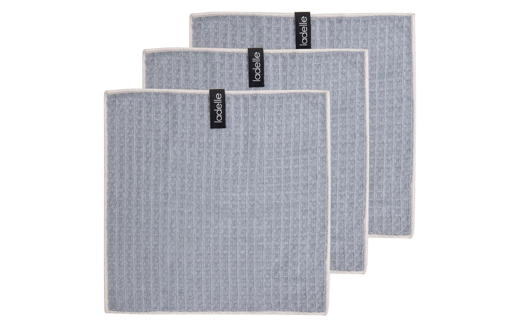 Ladelle Torchon à vaisselle Mega Waffle Grey, 3 pièces