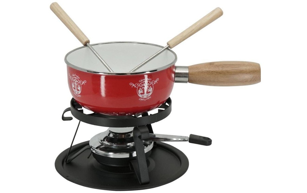 Nouvel Service à fondue au fromage Couple de cerfs 5 Pièce/s, Rouge/Blanc