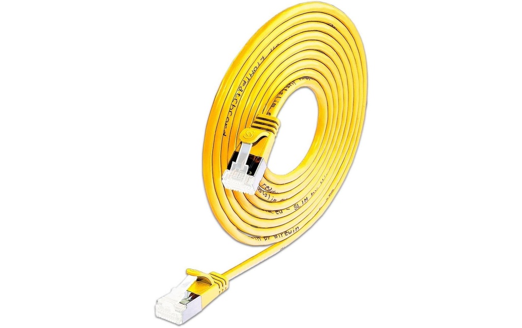 SLIM Câble patch slim RJ-45, Cat 6A, U/FTP, 0.15 m, Jaune, 50-Pack