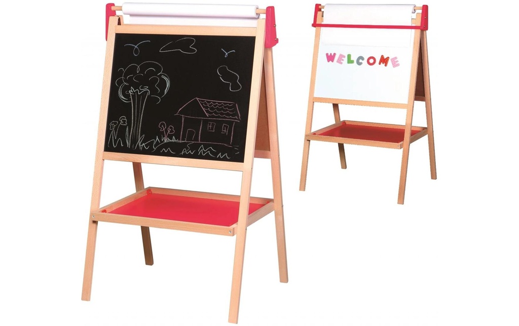 Spielba Holzspielwaren Tableau de peinture avec du papier et des craies