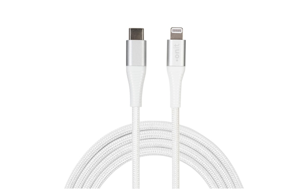 onit Câble USB 2.0 30 W, MFi, USB-C - Lightning, 0.1 m, Blanc