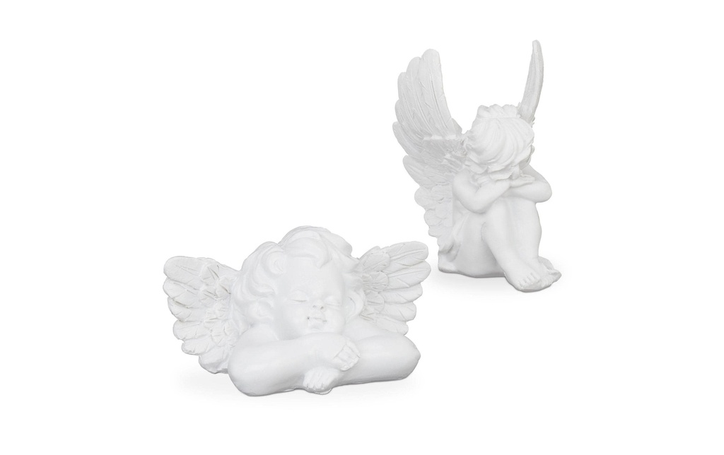relaxdays Figure décorative Grabengel 2 pièces, Blanc