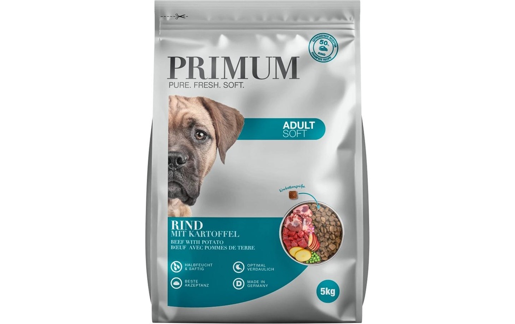 PRIMUM Aliments mi-humides pour animaux Adult bœuf avec pomme de terre 5 kg