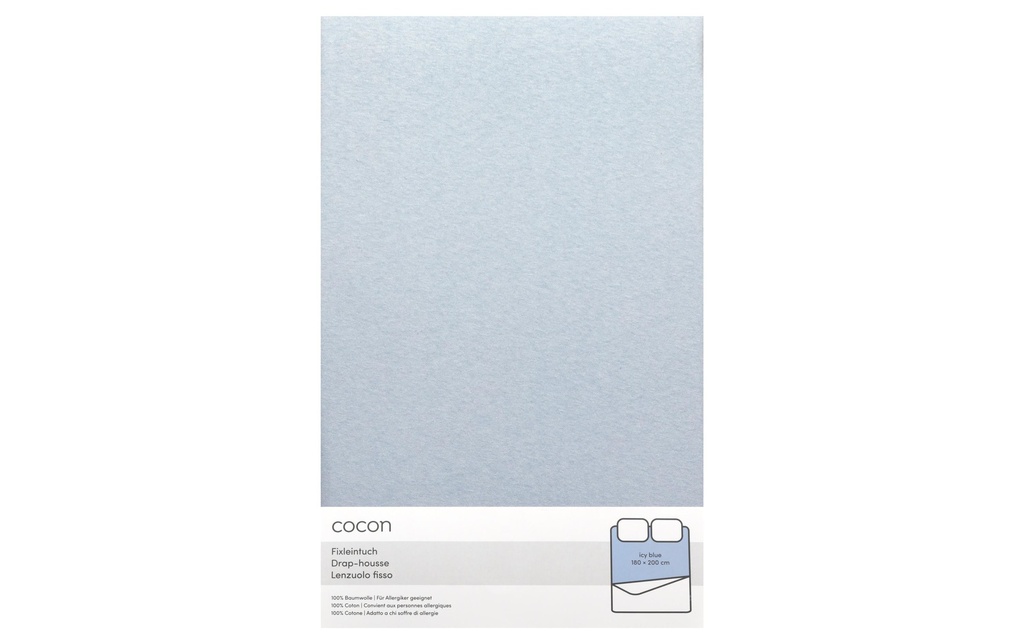 COCON Drap-housse Jersey 180-200 x 200 cm, bleu glacier