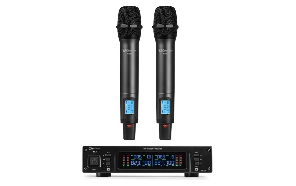 Power Dynamics PD220 Système de microphone UHF 2x 80 canaux True Diversity