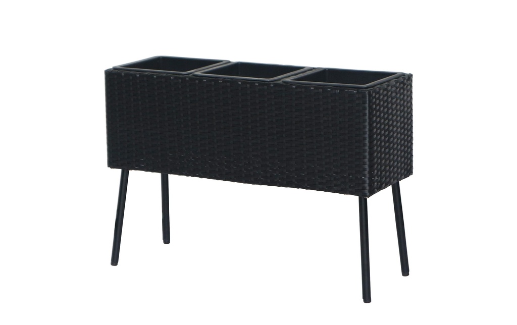 COCON Pot à fleur 78 x 58 x H26/54 cm, 3 x 1.17 L Noir