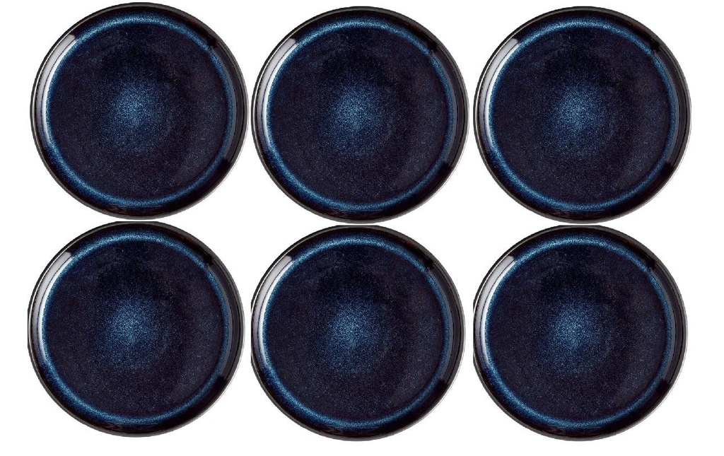 Bitz Assiettes pour le petit-déjeuner et à dessert 6 Pièce/s, Noir/Bleu foncé
