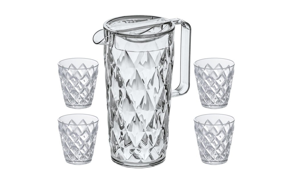 Koziol Cruche Crystal 1.6 l 5 pièces, Transparent