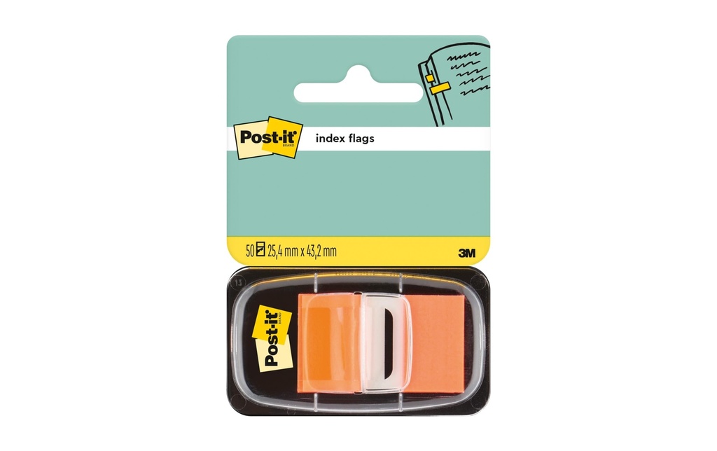 Post-it Marque-page Index Post-it Orange, 50 pièces