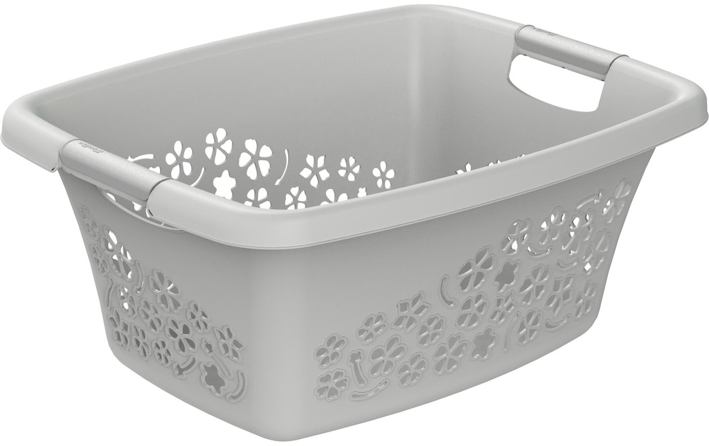 Rotho Corbeille à linge Flowers Gris clair, 25 l