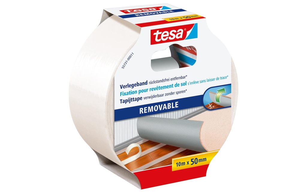 tesa Bande de pose sans résidus 50 mm x 10 m, Transparent
