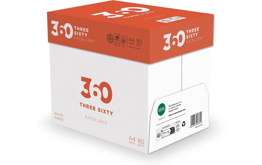 360 Papier pour photocopie Excellent A4, Extra-blanc, 80 g/m², 2500 Feuille