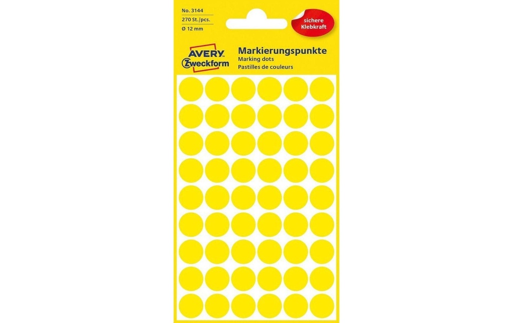 Avery Zweckform Pastilles adhésives 12 mm Jaune