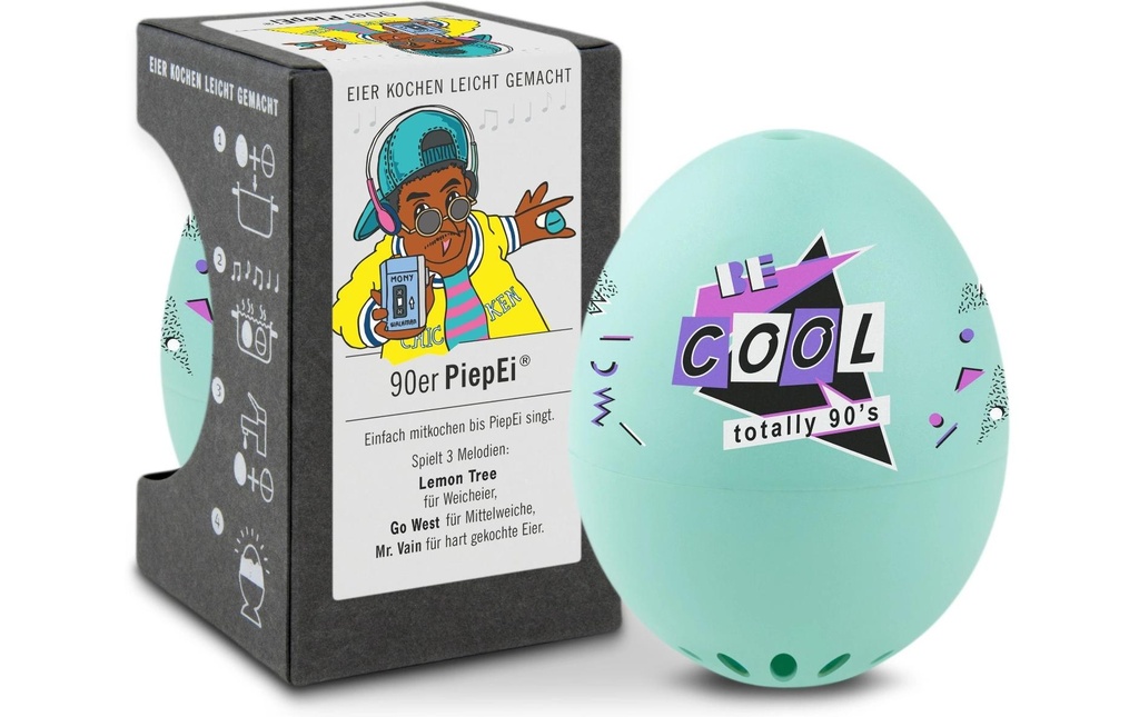 PiepEi Minuteur de cuisine Coquetier chantant années 90, Turquoise