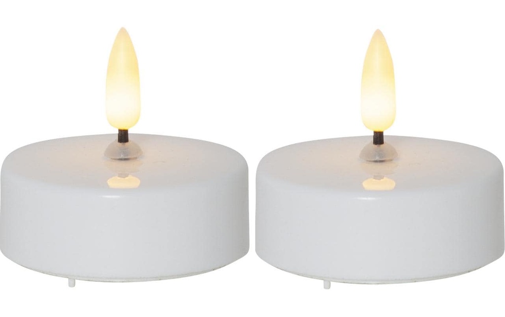 Star Trading Set de bougies à chauffe-plat LED Flamme Ø 5.8 x 5.5 cm, Blanc, 2 pces