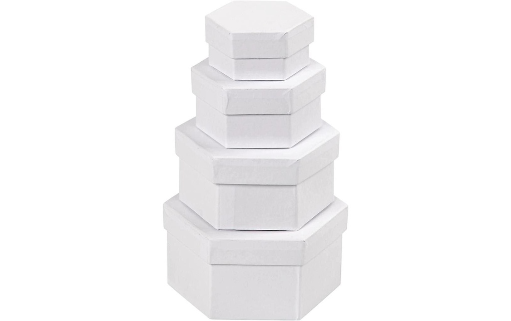 Creativ Company Boîte en carton hexagonal 4 Pièce/s, Blanc