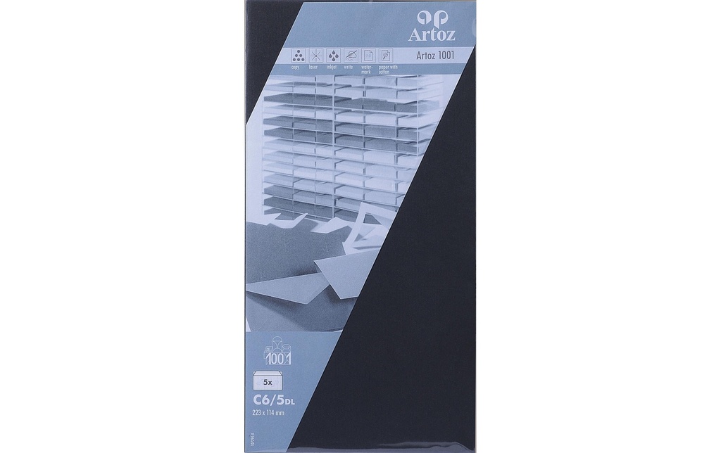 Artoz Enveloppe 1001 C6/5, 5 pièces, Noir