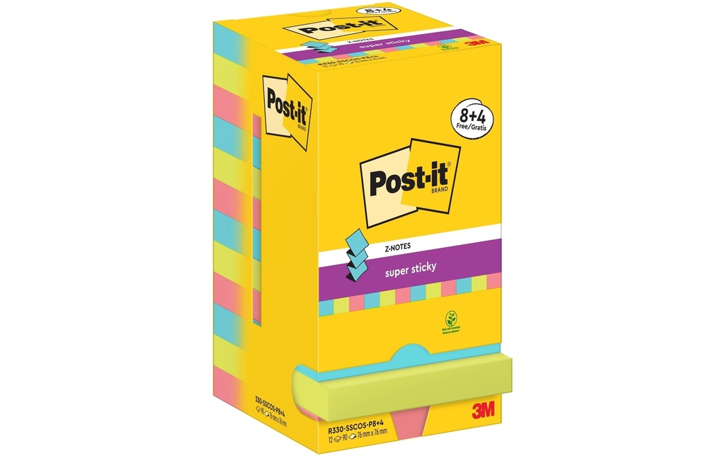 Post-it Fiche de bloc-notes Super Sticky Z-Notes 76 x 76 mm, Cosmic