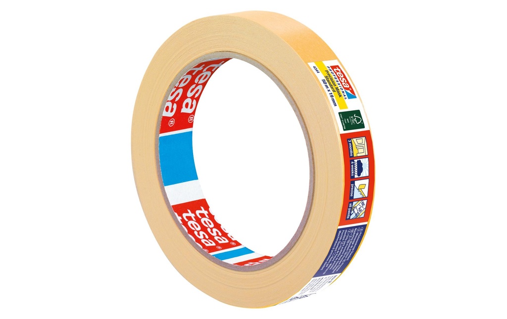 tesa Crêpe de précision standard 50 m x 19 mm, orange