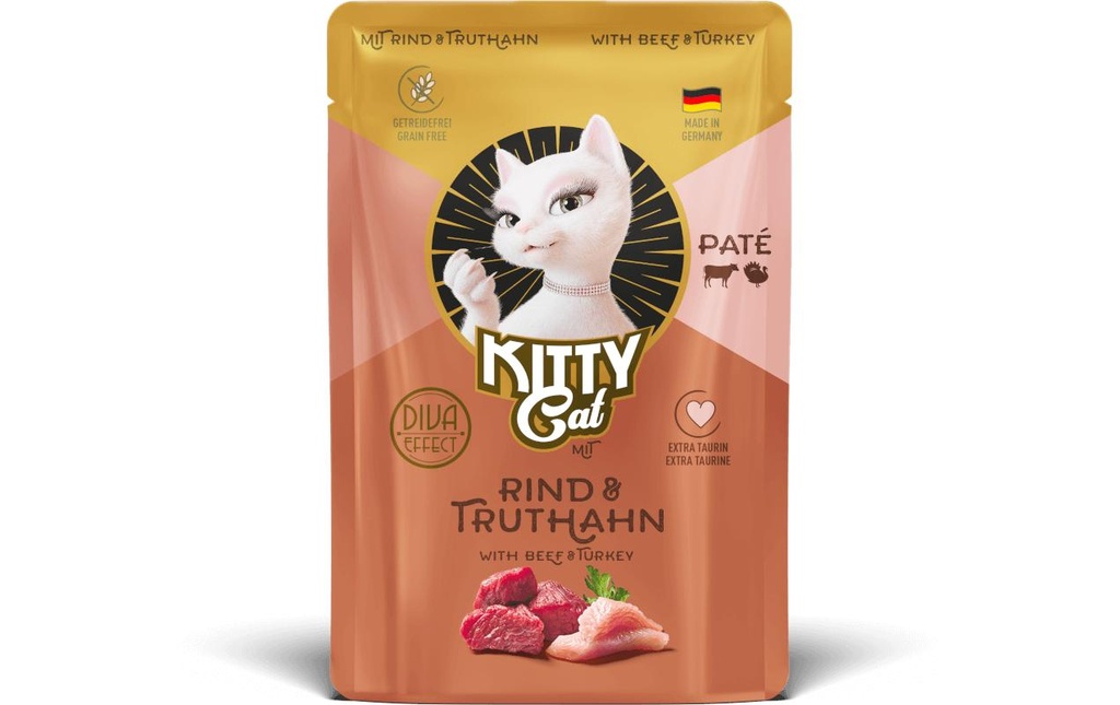 KITTY Cat Alimentation humide Paté Pouch Bœuf, Dinde 85 g