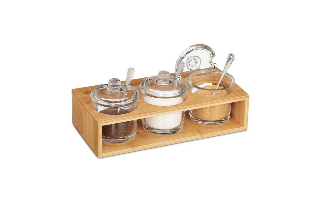 relaxdays Sucrier 3 pièces, brun