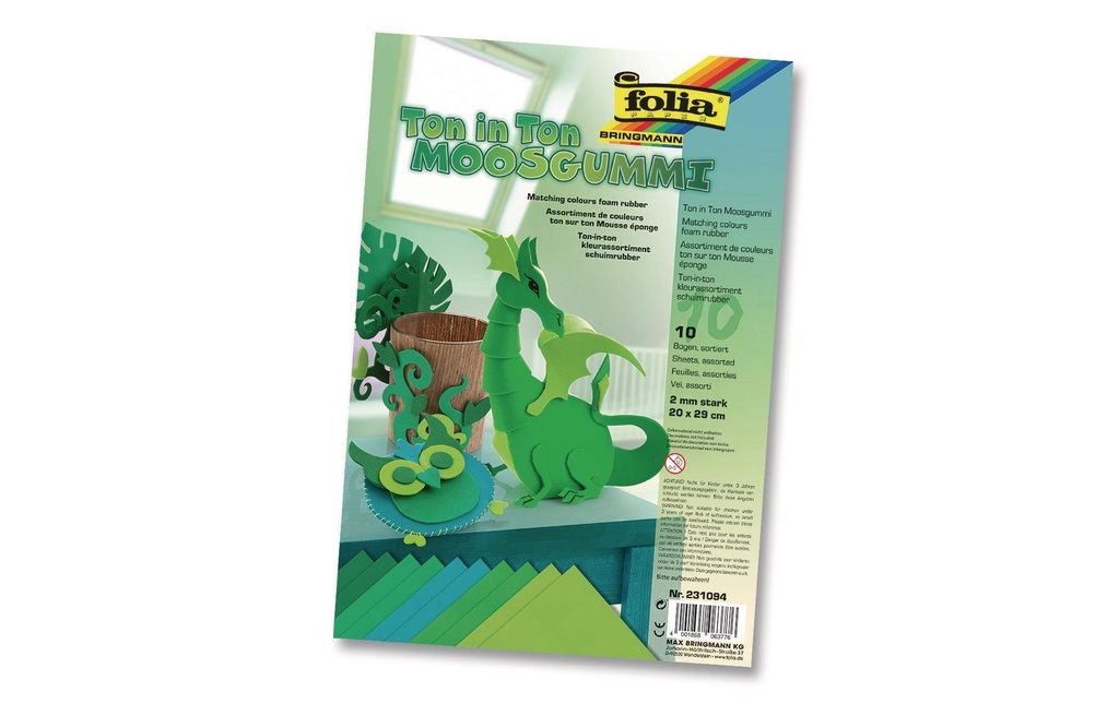 Folia Set de caoutchouc mousse Ton sur ton 10 pièces, vert