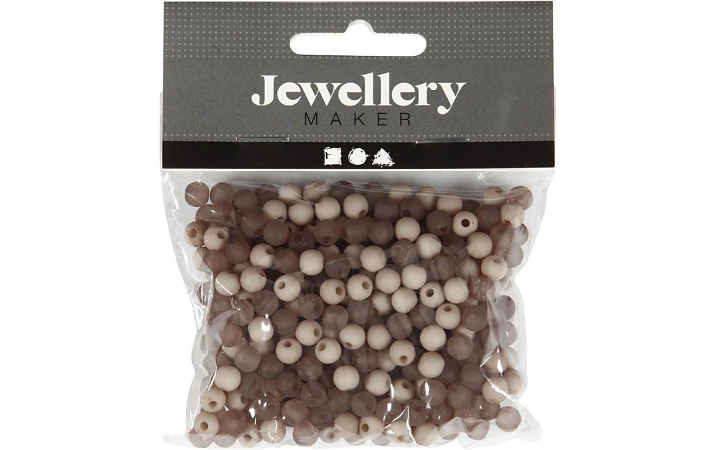 Creativ Company Perles en plastique 6 mm, gris clair, 150 pcs.